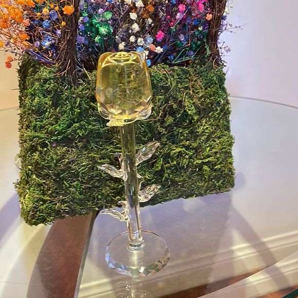 Crystal Rose Flower Ornament, Yellow Rose - Picture 6 of 7